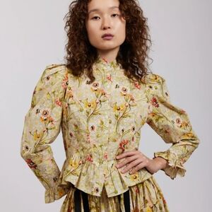 Batsheva x Laura Ashley floral print peplum top blouse 4 small
